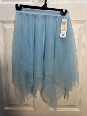 Body Wrappers Light Blue Asymmetrical Tulle Skirt